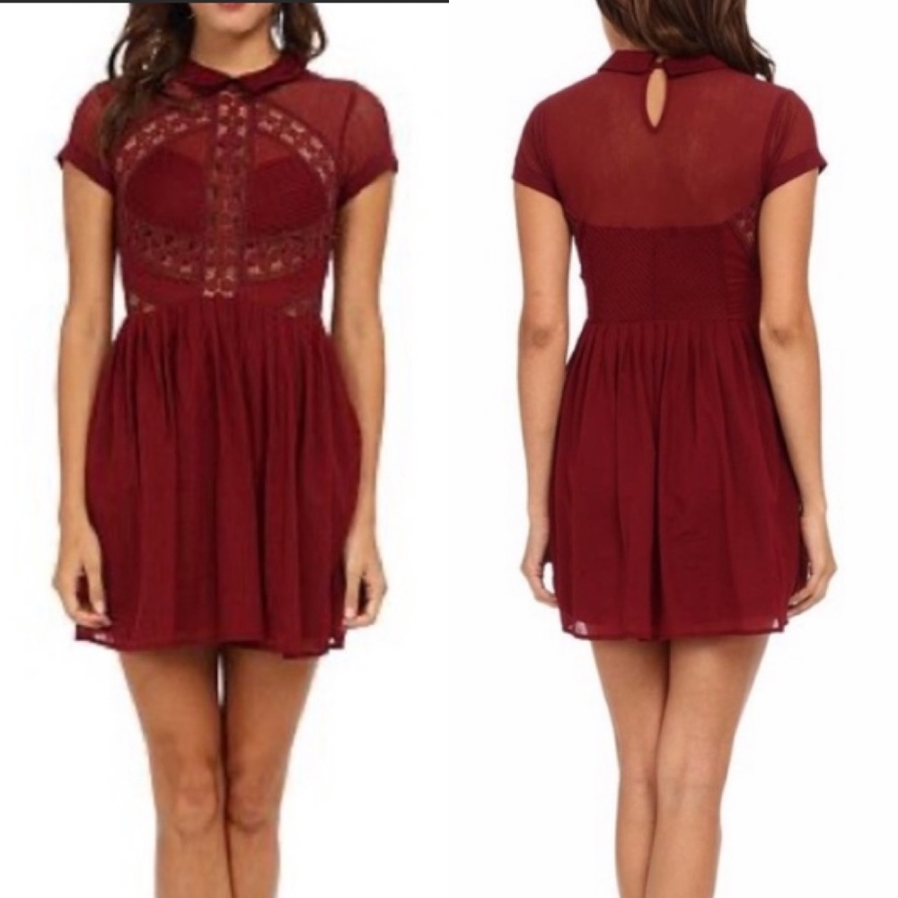 Free People All That Talk Burgundy Red Dress